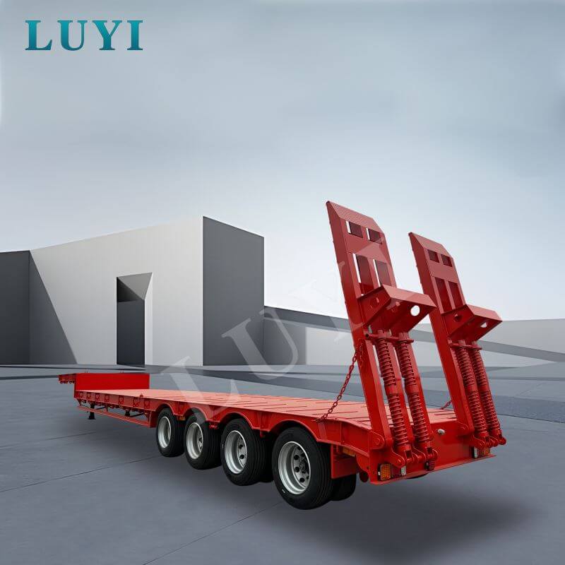 4-osiowa naczepa niskopodwoziowa o udźwigu 60 ton i gęsiej szyi